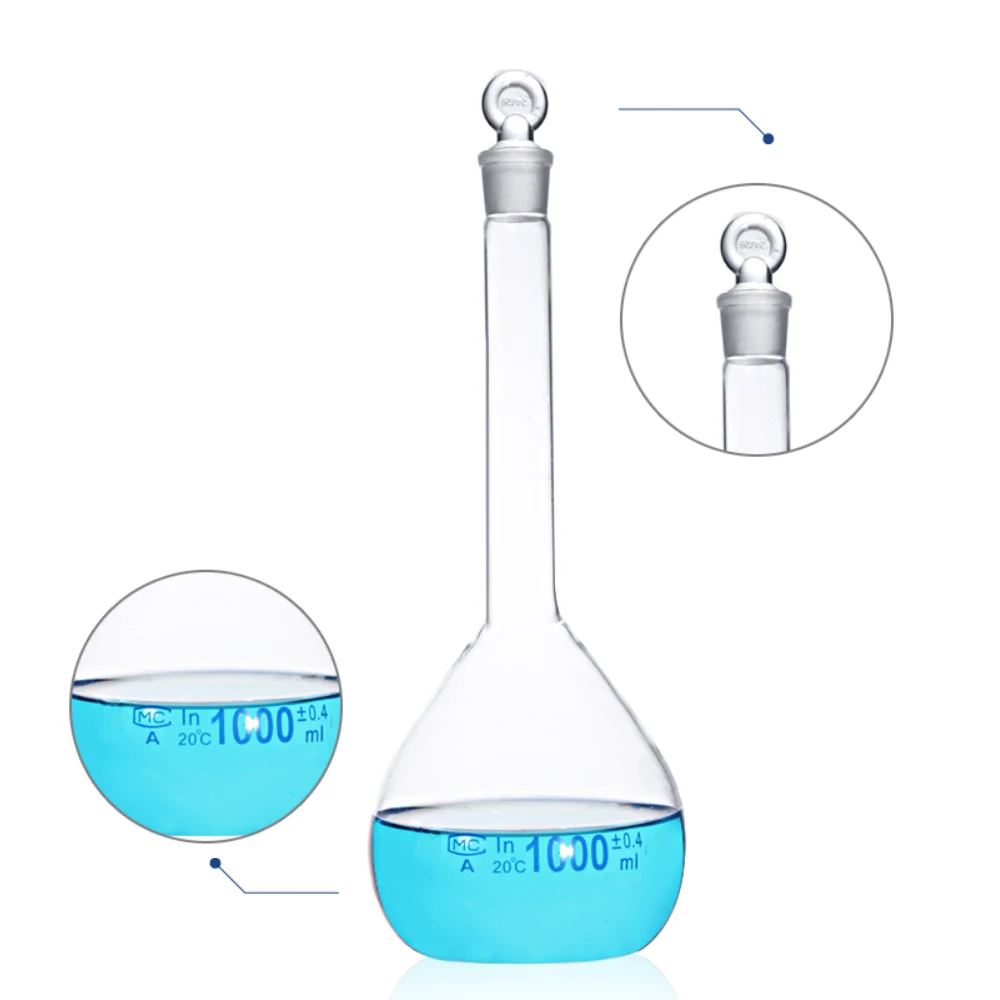 Glass volumetric flask 500ml chemical experiment instrument Teaching demonstration transparent High temperature resistance