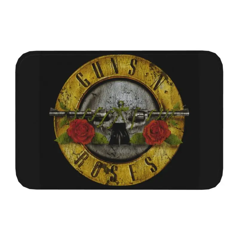 Custom Guns N Roses Bullet Logo Doormat  Entrance Kitchen Bath Door Floor Mats Heavy Metal Bedroom Balcony Rug Carpet Footpad