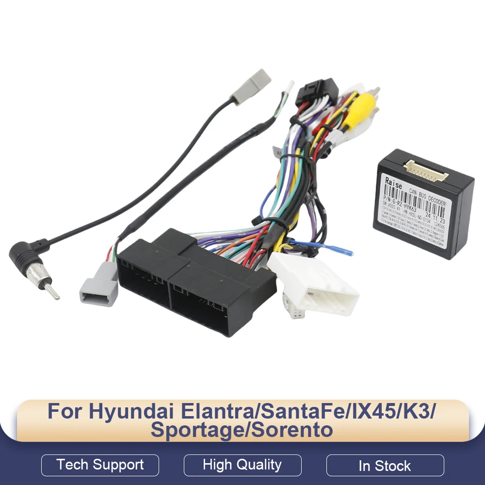 16Pin Power Wiring Harness Canbus Adapter, Support Original USB For Hyundai Elantra/SantaFe/IX45/K3/Sportage/Sorento
