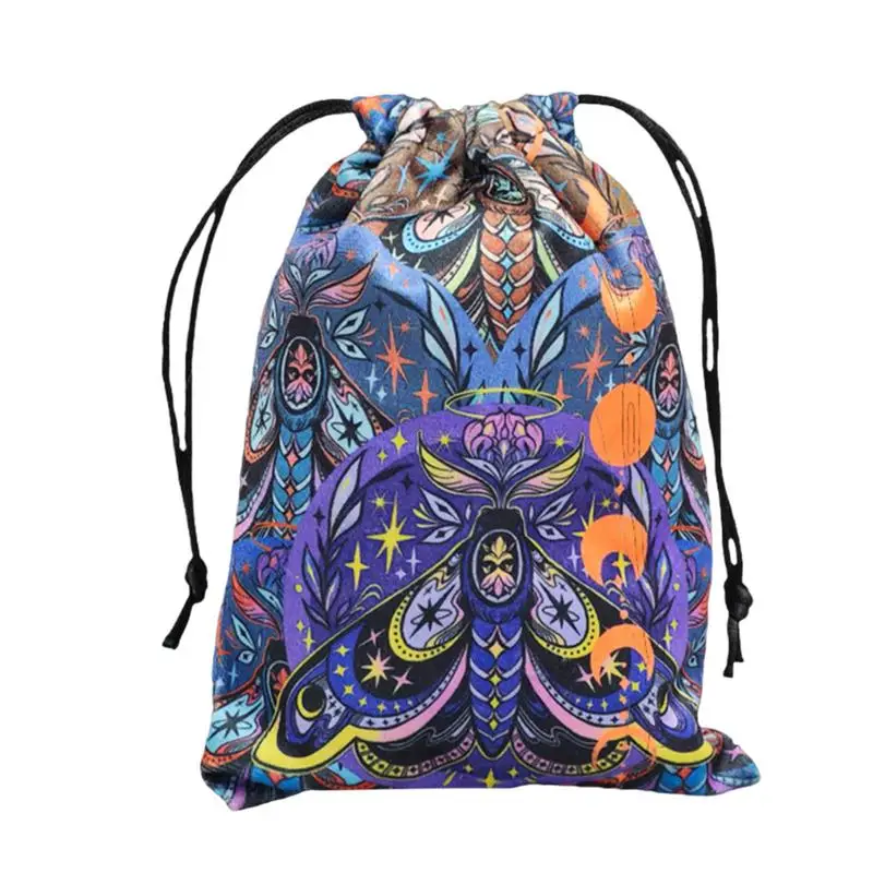 Drawstring Tarot Card Storage Bag Butterfly Pattern Jewelry Pouch Travel Dice Bag For Holding Crystal Stones