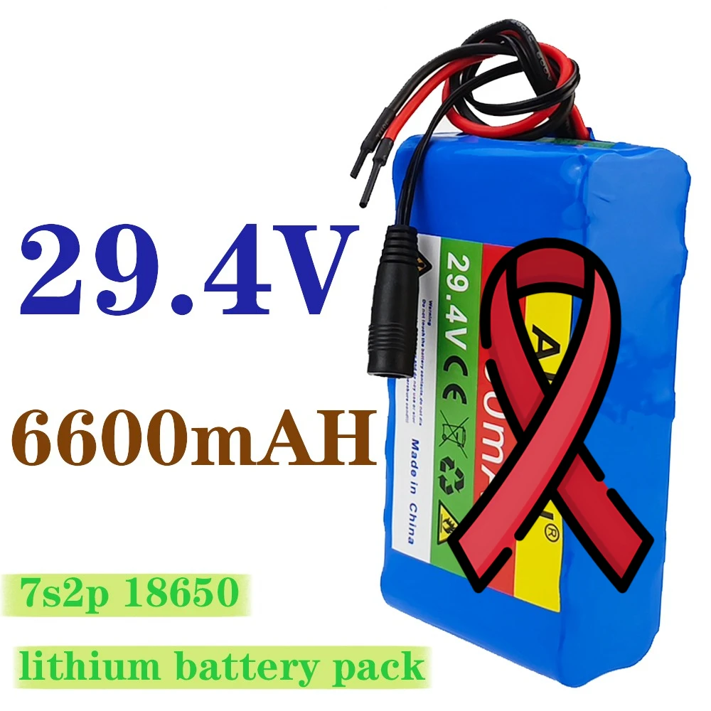 

18650 литий-ионная аккумуляторная батарея 7S2P 29,4 В 6600 мАч аккумулятор большой емкости для мотоцикла, трехколесного велосипеда, дрона, светофор, скутера