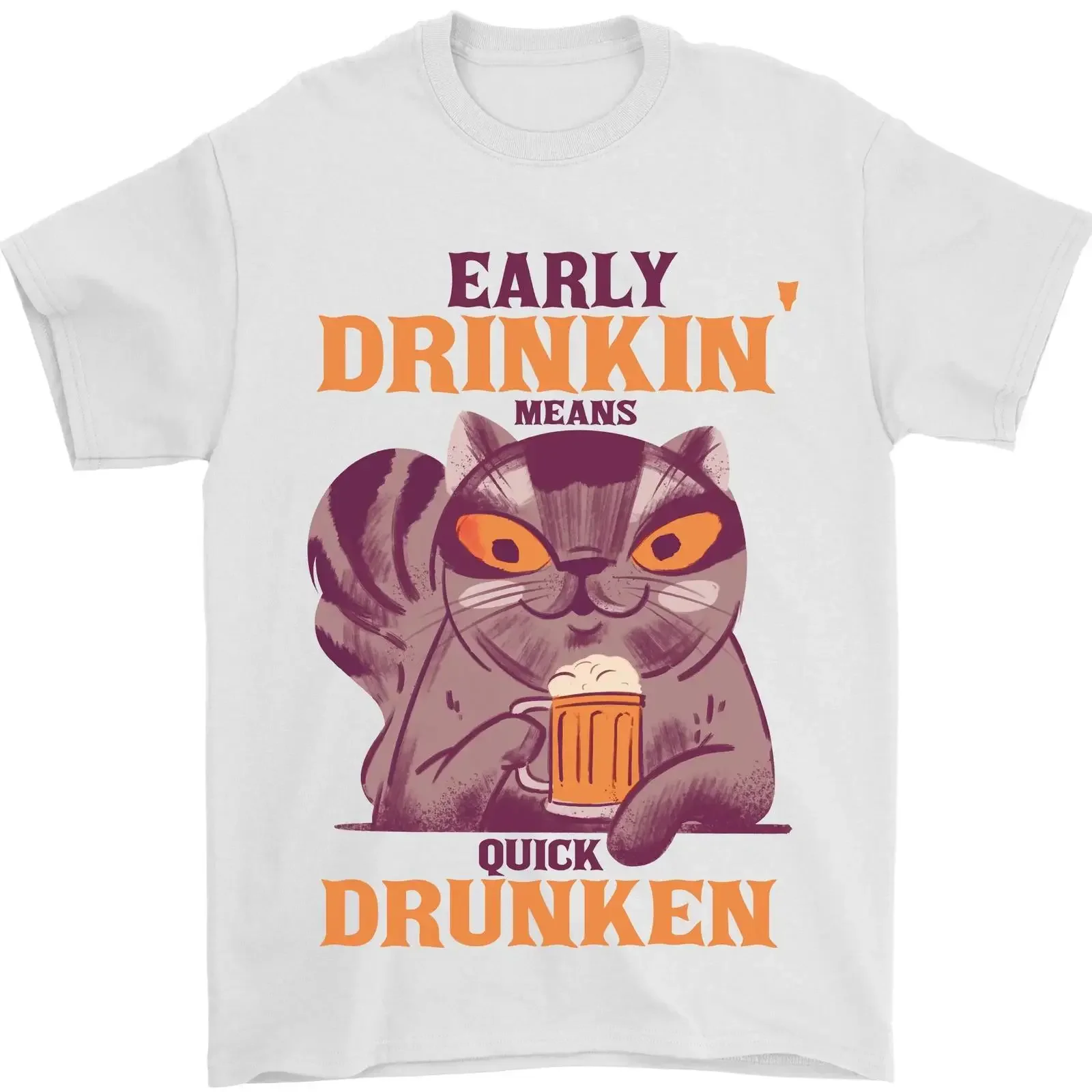 Early Drinkin' Quick Drunken lustiges Bier Alkohol Herren T Shirt 100 Baumwolle vintage Washed fashion Stretched Slightly