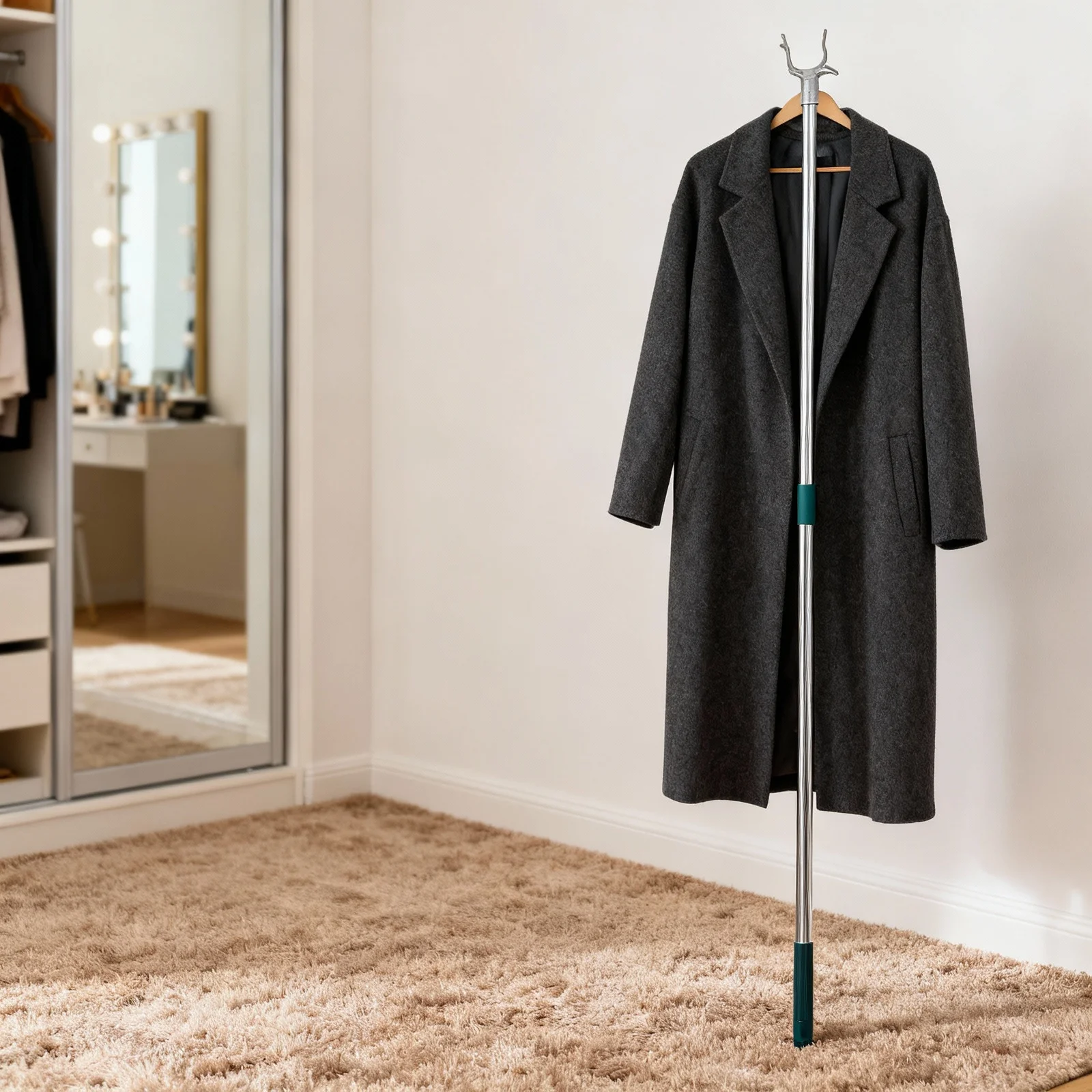 

Stainless Steel Clothes Drying Pole Retractable Long Reach Garment Hook For Balcony Closet Indoor Clothesline Telescoping