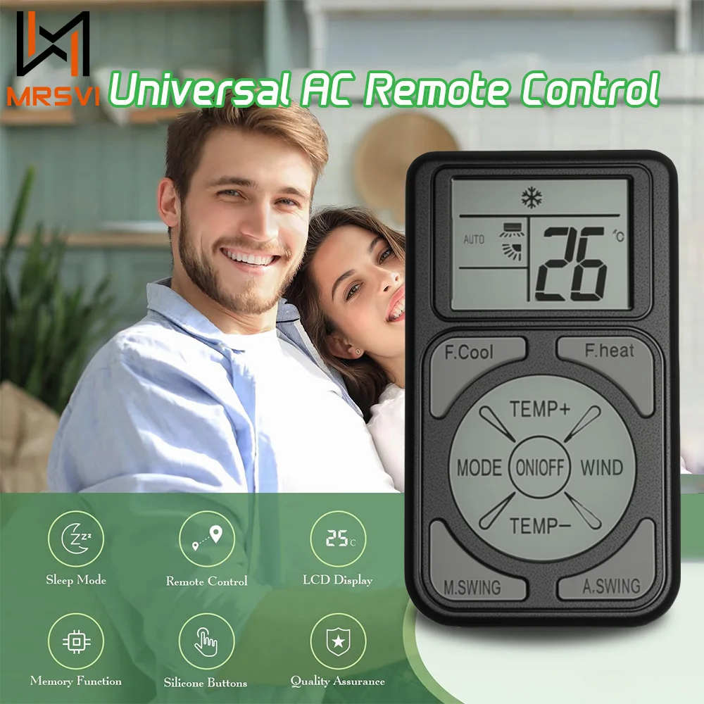 MRSVI Mini Universal A/C Remote Control Q58 LCD Controller for Air Conditioner Low Power Consumption Portable Remote Controller