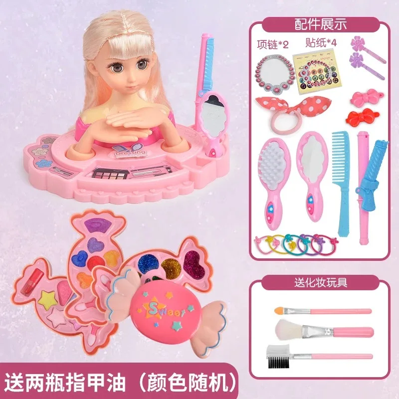 Prinzessin Puppe vorgeben Make-up-Spielzeug-Set – waschbare Simulation Nail Art Kinder Schönheit Spielzeug süßes Make-up Kinder-Make-up-Set für Mädchen