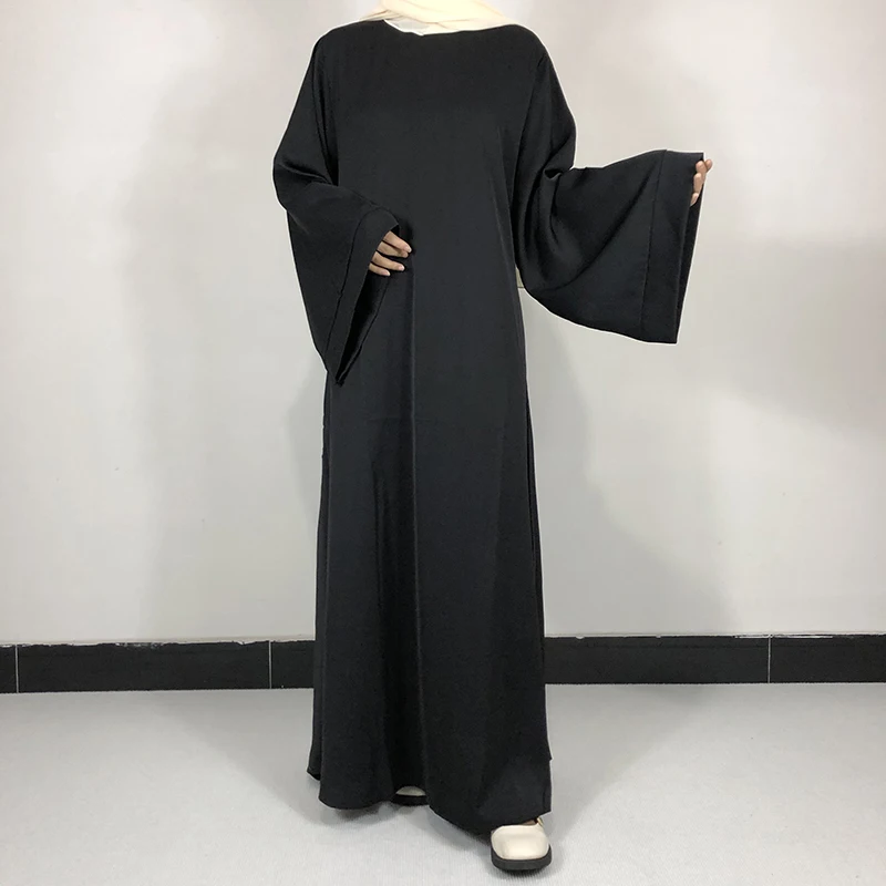 15 Farben Basic Plain Nida Abaya mit kostenlosem Gürtel Hochwertige muslimische Frauen bescheidenes einfaches Kleid EID Ramadan islamische Kleidung