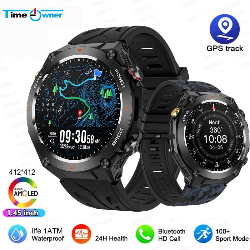 Time Owner Smart Watch 1.45 Inch AMOLED Heart Rate Testing Deep Waterproof,Long Battery Life KC82 Smartwatch