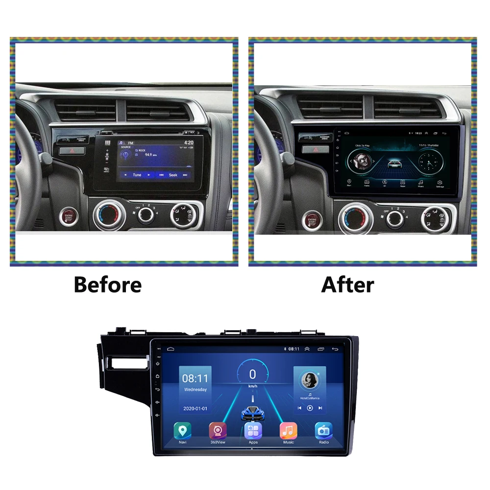 Car Radio For Honda Fit Jazz 2014 2015 LHD Left Hand Drive Android 13 Multimedia Video player GPS navi Stereo 4G BT 8GB+128GB AM