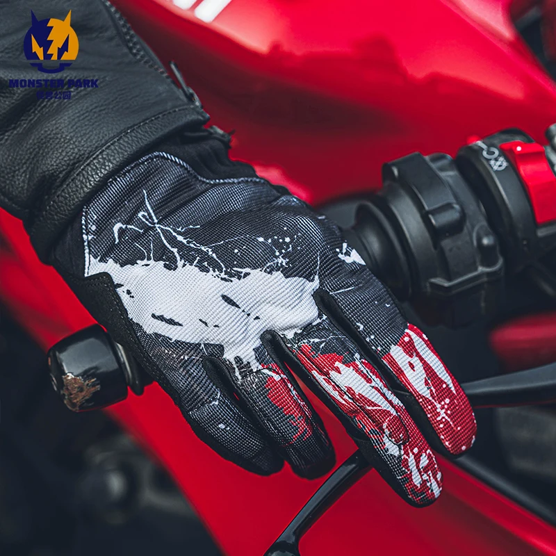 

Monster Park Motorcycle Gloves Men's Summer Anti-drop Touch Screen Breathable Locomotive Riding Gloves Female Rider Equipment