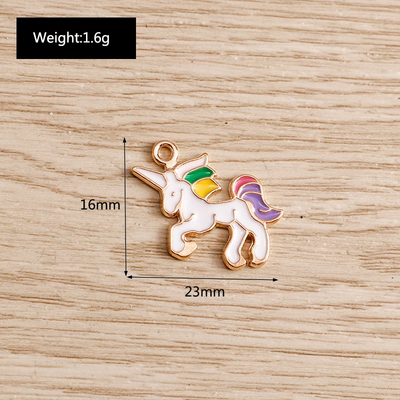 Tusember 10 Stück Bunte Emaille-Einhorn-Anhänger für Schmuckherstellung Damenmode Ohrringe Halskette DIY-Bastelarbeiten – Detail 9