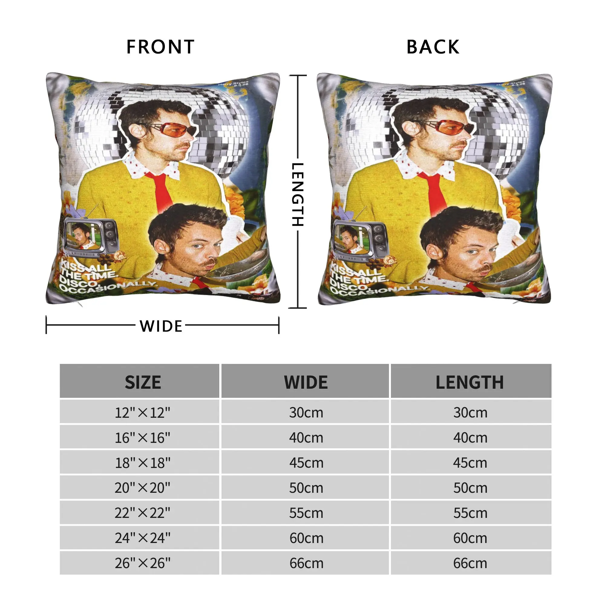 Harrys Styles Tour Kiss All The Time Disco Pillowcases  Kawaii Pillow Case For Sofa Couch Bed Living Room Soft Pillow Cover