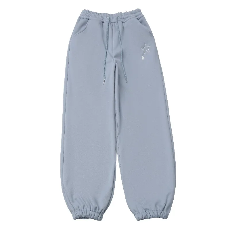 2025 Winter New Sweatpants Embroidered Fleece-Lined Warm Comfortable Cuffed Drawstring Pants Women's Clothing Y2k Cool Trousers