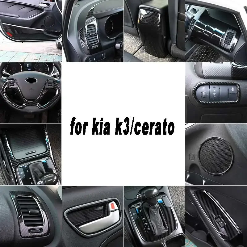 Car Center Console Gear Shift Panel Window Lifter Control Sound Speaker Ring Door Handle Trim for Kia K3 Cerato 2012-2018 Forte