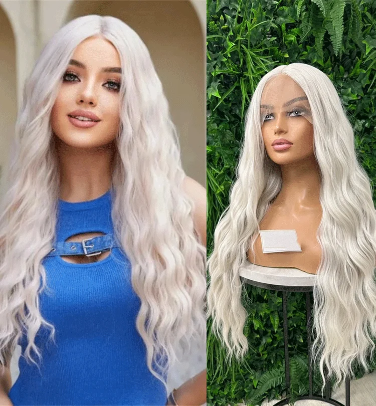 

Ocean Wave Long Curly Wigs Platinum Wavy Wigs Platinum Long Wig Women Synthetic Wig Long Curly Wave Wig Wavy Curly Naturel Wig