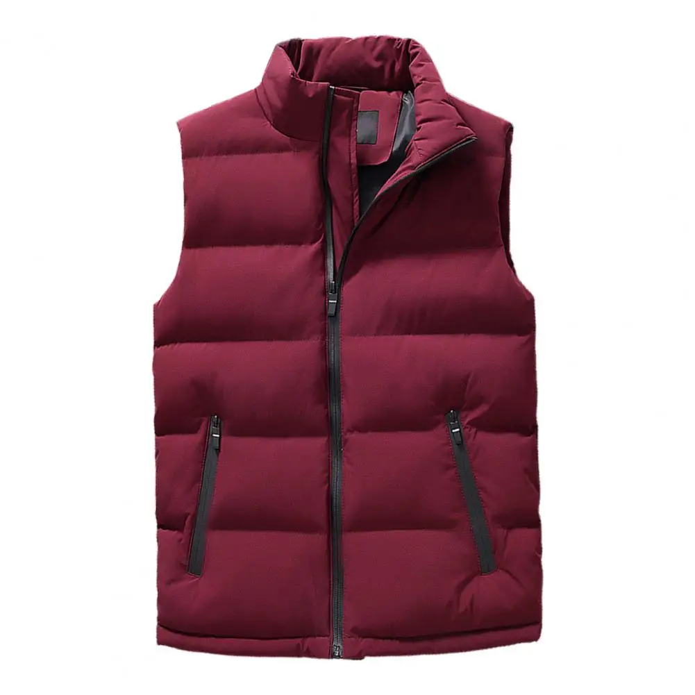 Heren Gilet Dik Gewatteerd Katoenen Vest Winddicht Mouwloze Winter Outderwear Nek Bescherming Rits Vest Heren Winterjas