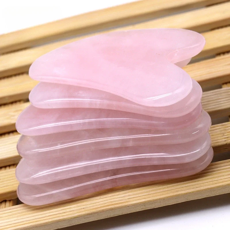 Rose Quartz Jade Guasha Board Natural Stone Scraper Chinese Gua Sha Tools For Face Neck Back Body Acupuncture Pressure Therapy