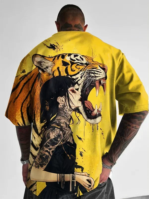 Herren-T-Shirt mit Anime-Mädchen-Motiv, 3D-Druck, sexy und attraktiv, lässiges, lockeres Street-T-Shirt, kurzärmelig, Rundhalsausschnitt. – Detail 9