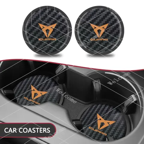 2pcs Car Coaster Waterproof Non-Slip Mat Water Cup Pad For Seat Cupra Ateca Born Leon IBIZA Raval Formentor Terramar valve core