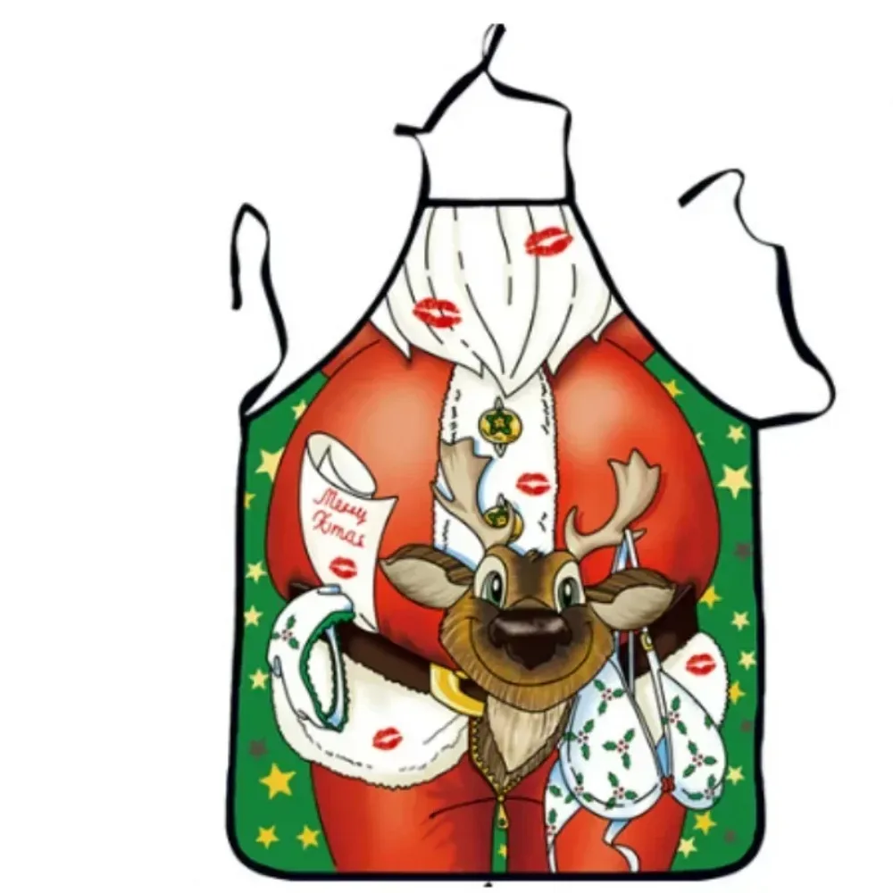 Christmas‑themed Printed Kitchen Apron, Stylish & Durable, Novelty Holiday Decoration, Apron for Cooking & Household Cleaning