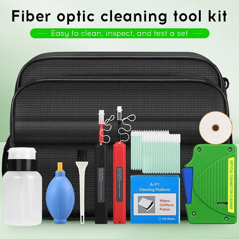 

11PCS COMPTYCO Fiber Optic Cleaner Toolkit 550times Cleaner Box And 800 Times Cleaning Pen SC/FC/ST Alcohol Bottle Cotton Swab