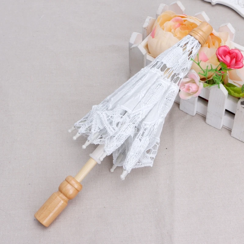 New Mini Wedding Umbrella Cotton Parasol Lace Umbrella Handmade Embroidery Newbaby