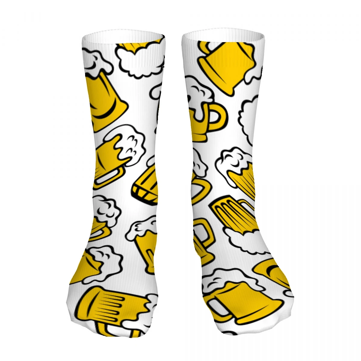 Beer Pattern Mens Womens Funny Crew Socks Cool 3D Printed Design Socks Fashion Comfortable Basketball Socks