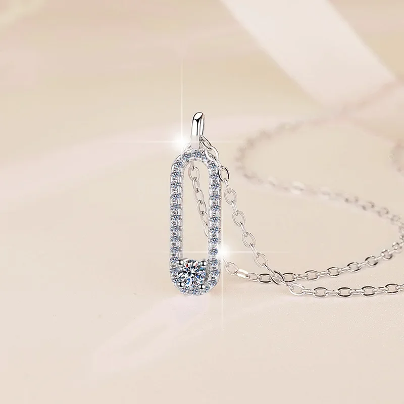 3MM 18K White Gold Plate Full Moissanite Necklace for Women Sparkling 925 Sterling Silver Pendant Birthday Gift Wholesale