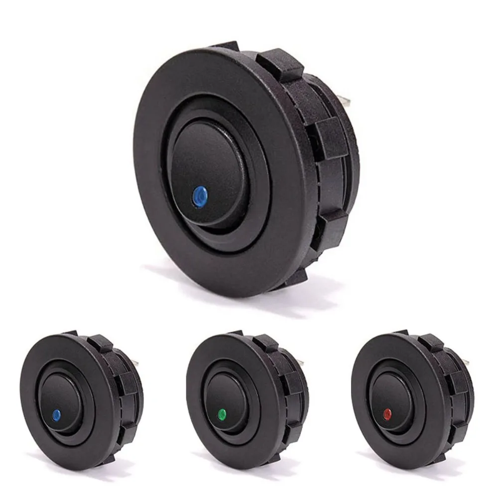 Replacement Parts 12V 20A/24V 10A Round Rocker Toggle 3 Pin SPST ON/OFF Switch LED Indicator Switch for Car Boat Truck