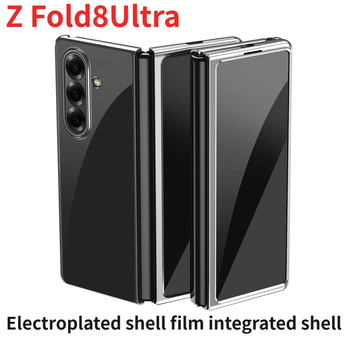 Light Luxury Electroplated Transparent Folding Case For Samsung Galaxy Z Fold8Ultra Shockproof Hard Clear Silicone Case