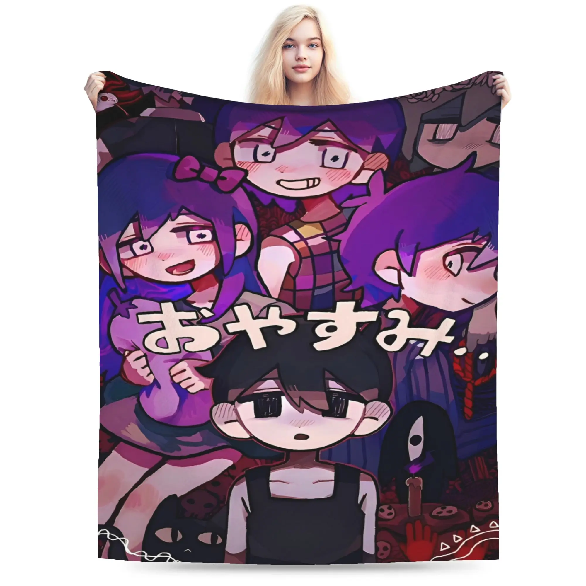 Anime Basil Sunny Omori Game Blanket Super Warm Comfortable Plush Throw Blanket For Home Decor Flannel Bedspread Bed Cover