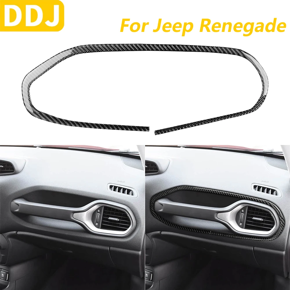 

For Jeep Renegade 2014-2023 Carbon Fiber Co-pilot Dashboard Air Outlet Vent Panel Surround Cover Trim Car Accessories Sticker