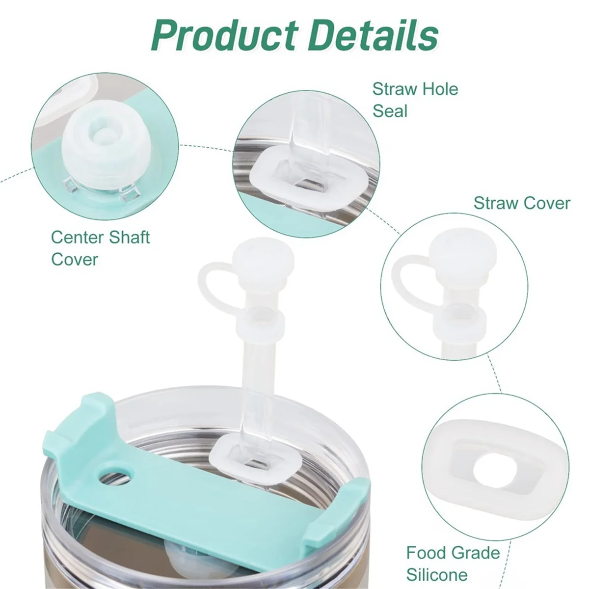 Tappo antispruzzo in silicone da 6 pezzi per tazza 1,0 40/30/20 Oz, kit guarnizioni in silicone a tenuta stagna per tappo antispruzzo