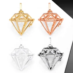 OCESRIO Vintage Rhomb Shape Harmony Ball Chime Bola Necklace Pendant for Pregnancy Copper Gold Plated Wishing Ball pdtb345
