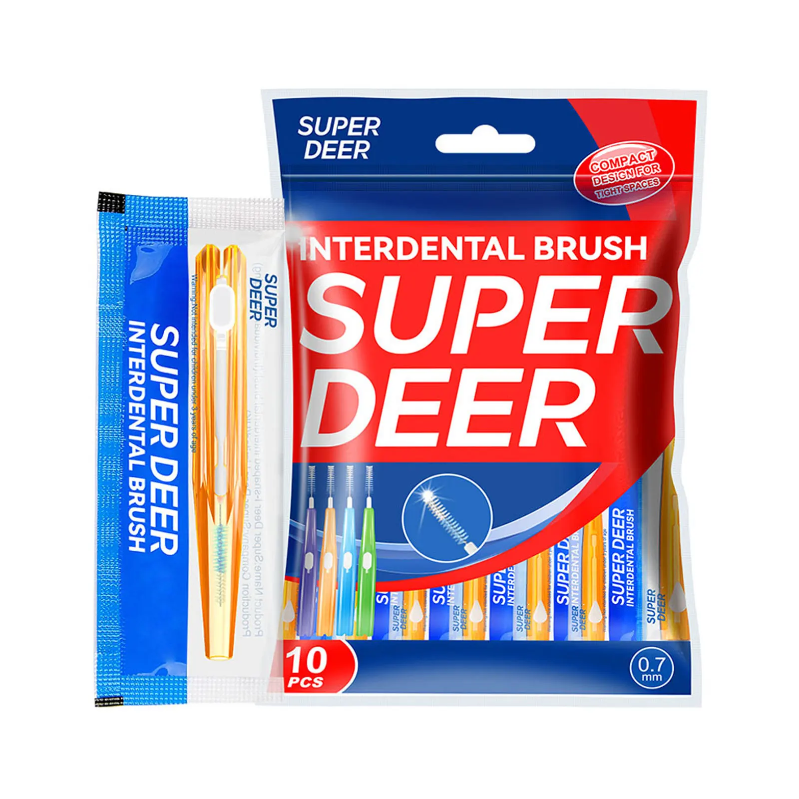 10/30Pcs SUPER DEER 0.7mm Interdental Brush Individual Pack Soft Bristle Teeth Gap Cleaning Dental Brush Oral Care Tool