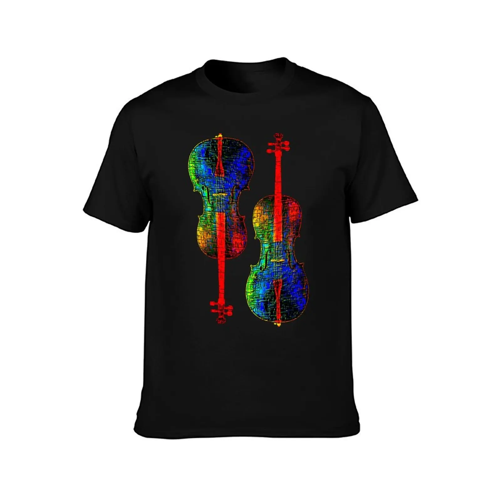 Cello Color T-Shirt, Summer Casual Cotton Tee, Oversized Streetwear Tops, Vintage Graphic Print, Loose Fit Short Sleeve