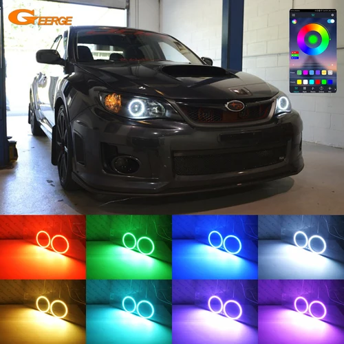 Imagen 1 del producto Para Subaru Impreza WRX STI 2008 - 2014 BT App Control remoto RF Ultra brillante multicolor RGB Led Angel Eyes Kit anillos de Halo