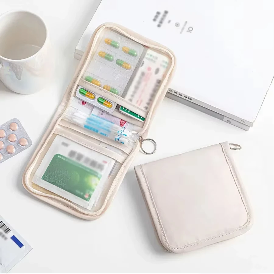 1PCS Mini Medical Pouch Portable Foldable Large Opening with Zip Sort First Aid Kit Outdoor Travel Essential Storage Bags