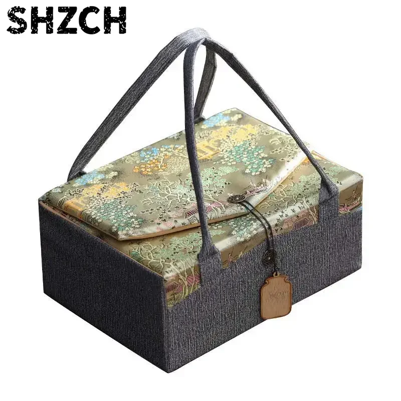 Chinese Style Tea Set Storage Bag Outdoor Portable Travel Tea Bag Travel Cloth Bag Tea Ceremony Tea Cup Tool Storage Box ZE972