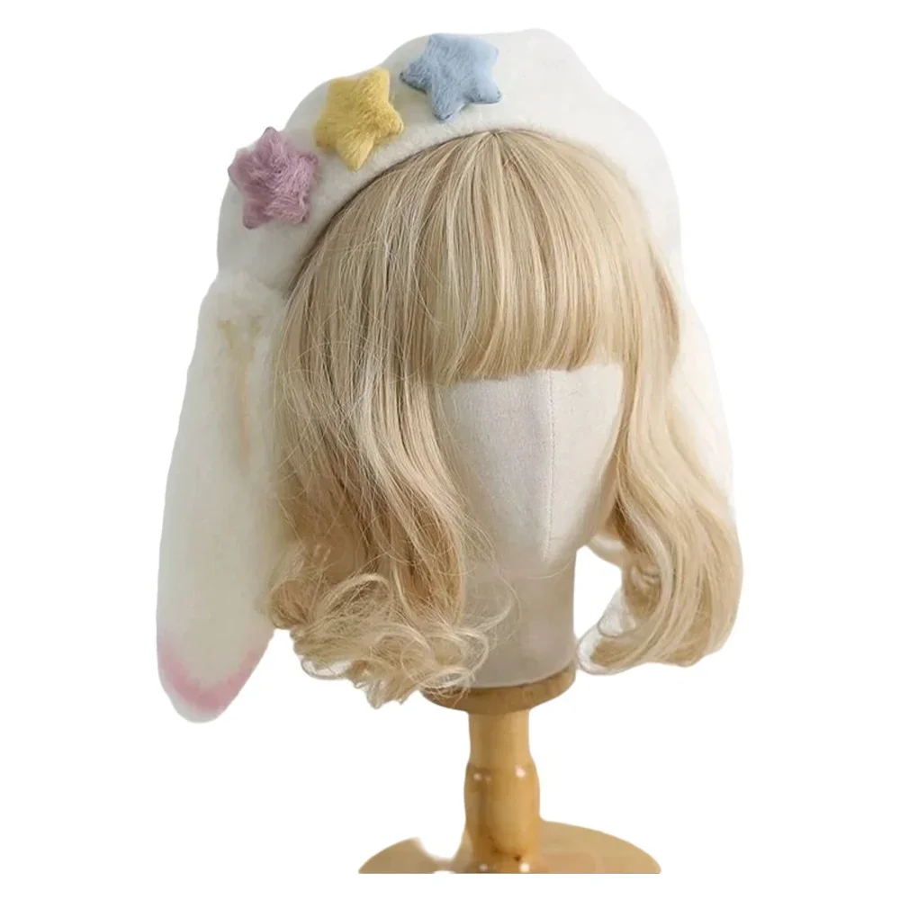 Защитная шапка в форме кроличьих ушей с милой кружевной шапкой Лолиты с кроличьими ушками. Универсальная плюшевая шапка для тепла.