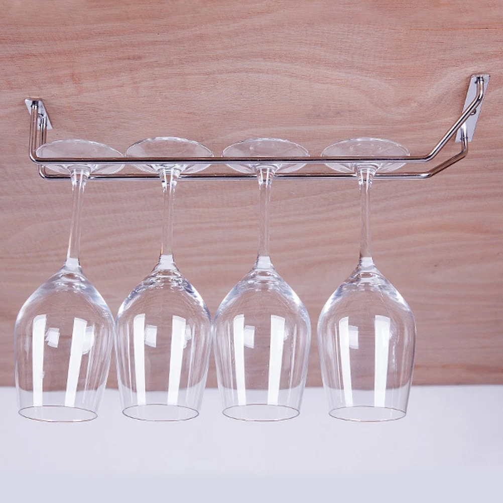 

2pcs Stainless Steel Glass Rack Silver Modern Kitchen Cabinet Holder for Cups Cocktail Margarita Martini Glasses