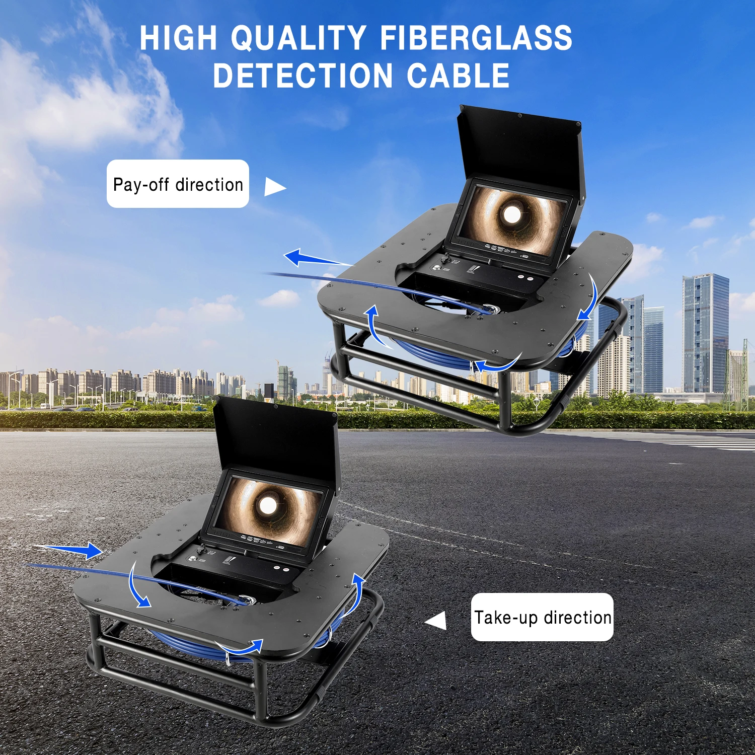 كاميرا فحص أنابيب الصرف الصحي عالية الدقة مقاس 7 بوصات، منظار صناعي لخط أنابيب الصرف الصحي 25 مم مع بطارية 5000 مللي أمبير