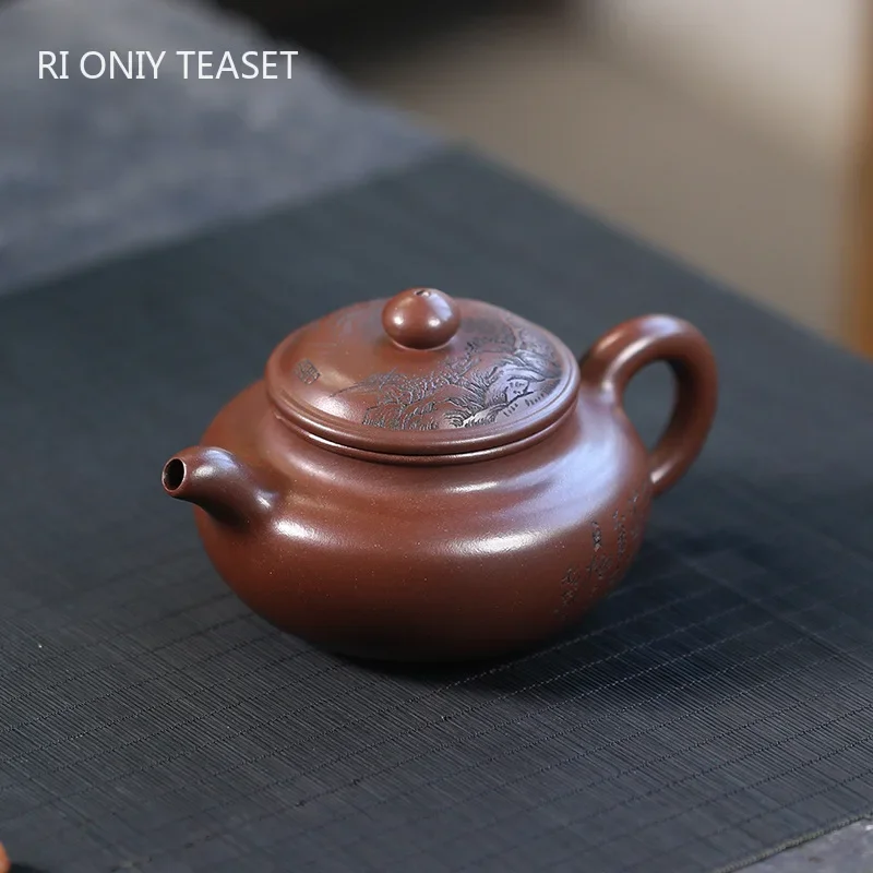 180ml Chinese Yixing Traditional Purple Clay Teapots Beauty Kettle Famous Artists Handmade Antique Tea Pot Raw Ore Zisha Tea Set