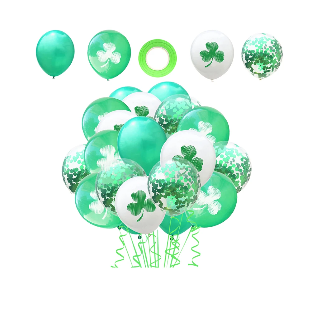 

63pcs Clover Printed Balloons Reusable Party Latex Decorations Saint Patrick Balloons Festive Atmosphere Balloon Accessories