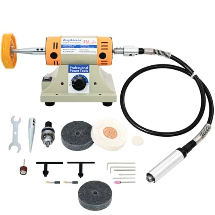 Jewelry Polisher Adjustable Speed Polishing Machine Multi-Function Bench Lathe Polisher Bench Grinder Used for Jewelry Dental M
