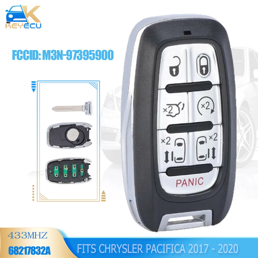 

KEYECU M3N-97395900 68217832A ASK 433MHz дистанционный смарт ключ-брелок для Chrysler Pacifica 2017 2018 2019 2020