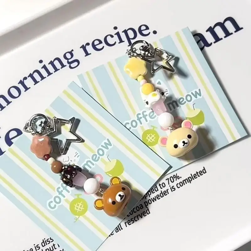 Kawaii Rilakkuma brelok akcesoria na zamek błyskawiczny Cartoon łańcuszek do telefonu aparat wisiorek dekoracja Ccd świąteczne prezenty dla chłopców i dziewcząt