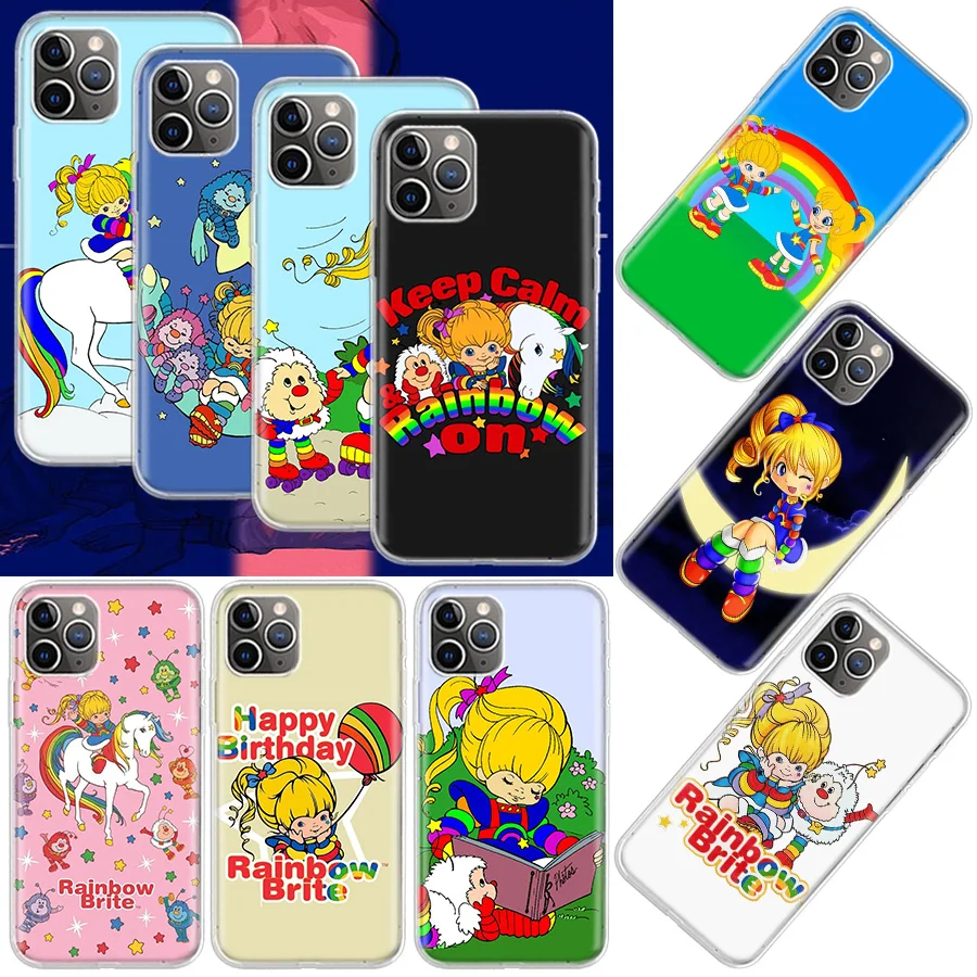 R-Rainbow cute Brite Phone Case For Apple Iphone 12 Mini 14 13 15 Pro Max 11 X XS XR 16 Plus Cover Shell Coque