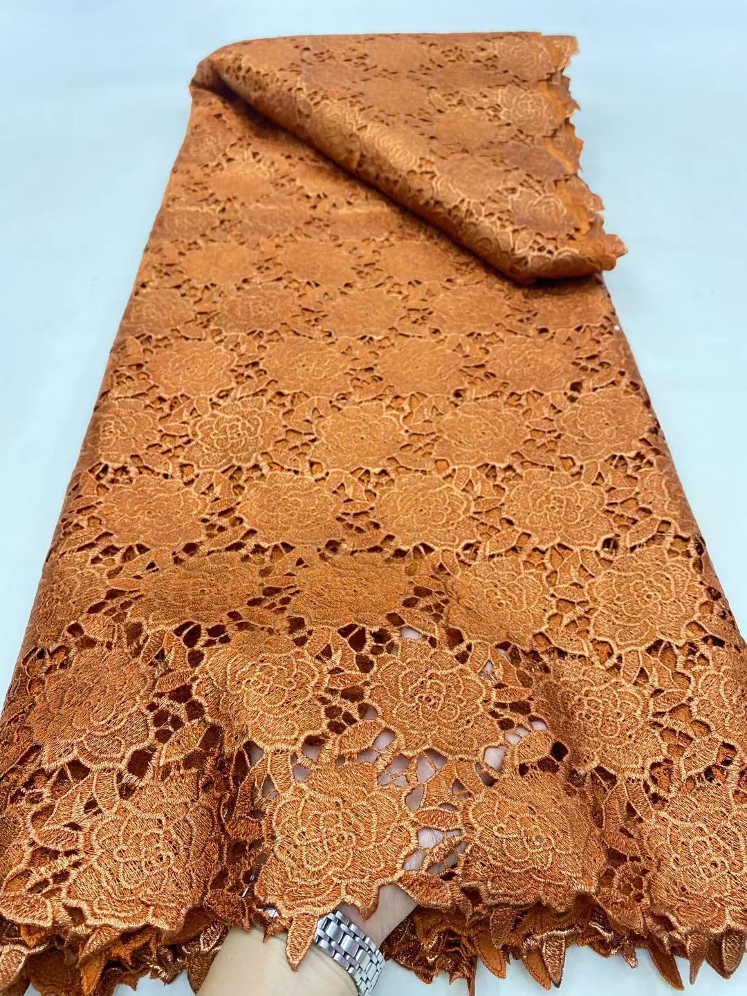 

African Nigerian Embroidery Lace Fabric,Cotton,For Sewing,Fabrics,By The Meter,Cloth,Water Soluble,Party Dresses,Tulle,5 Yards