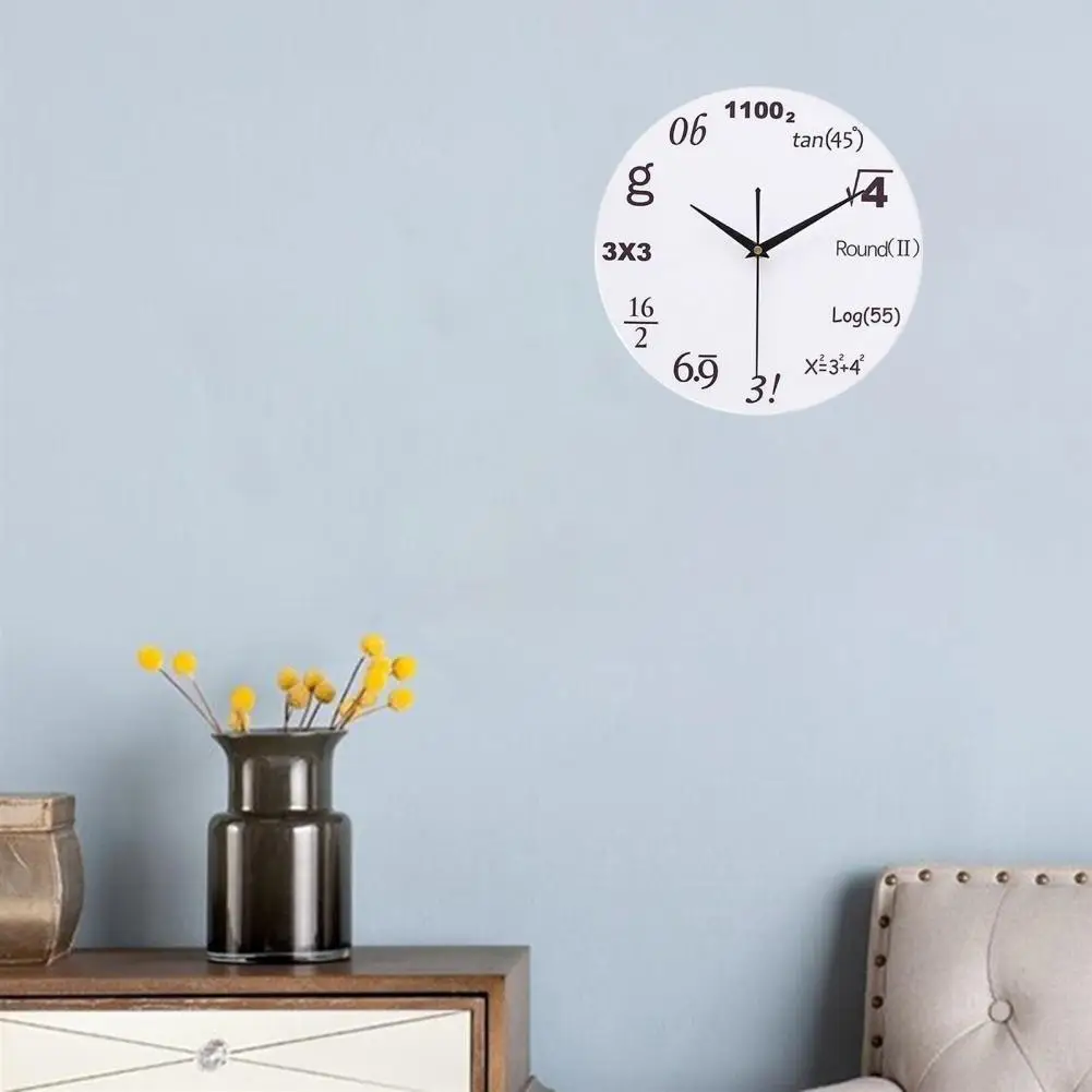 Fun Math Clock Math Teacher Gift Silent Non-ticking Math Wall Clocks Wooden Classroom Home Decor with Expressions Quartz