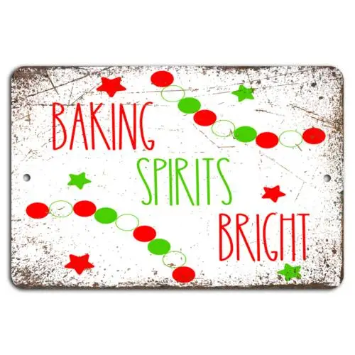 Rustic Cheer: Baking Spirits Bright Sign-Aluminum-tin sign